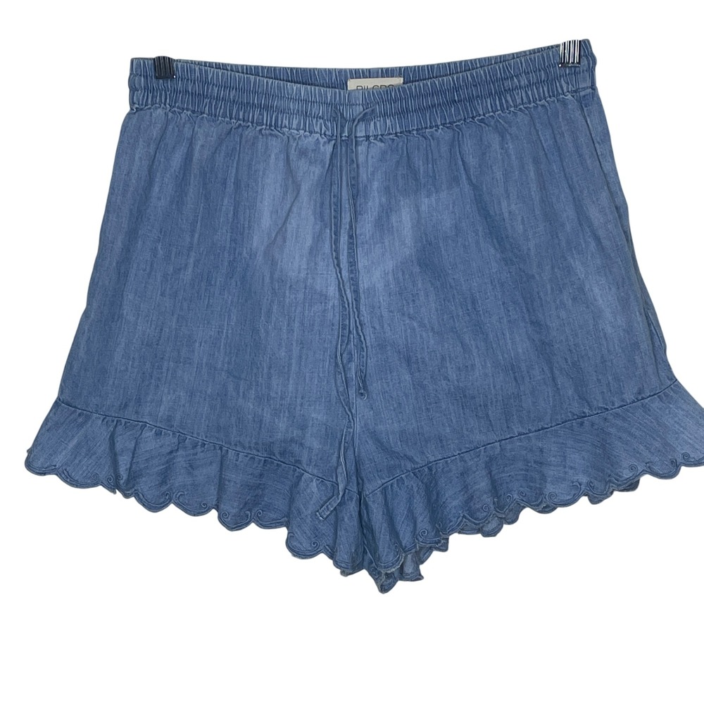 Pilcro Chambray Ruffle Shorts Drawstring Waist Lightweight Women's M - Picture 1 of 5